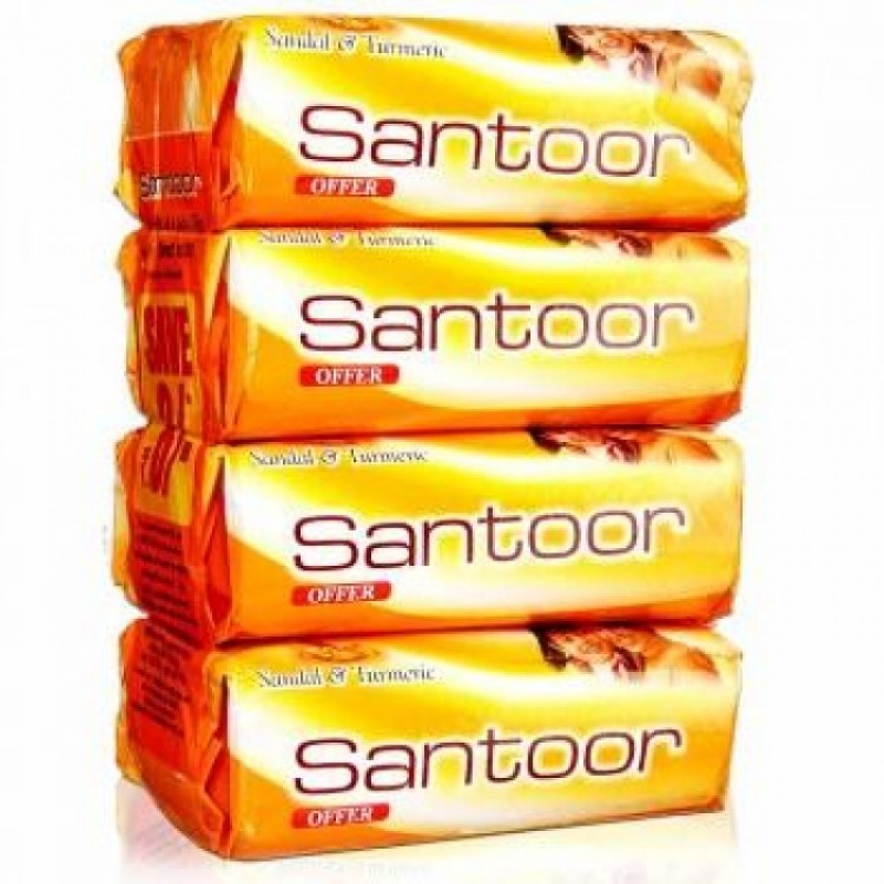 SANTOOR SOAP - SANDAL & TURMERIC - 4 X 100 GM PLUS FREE